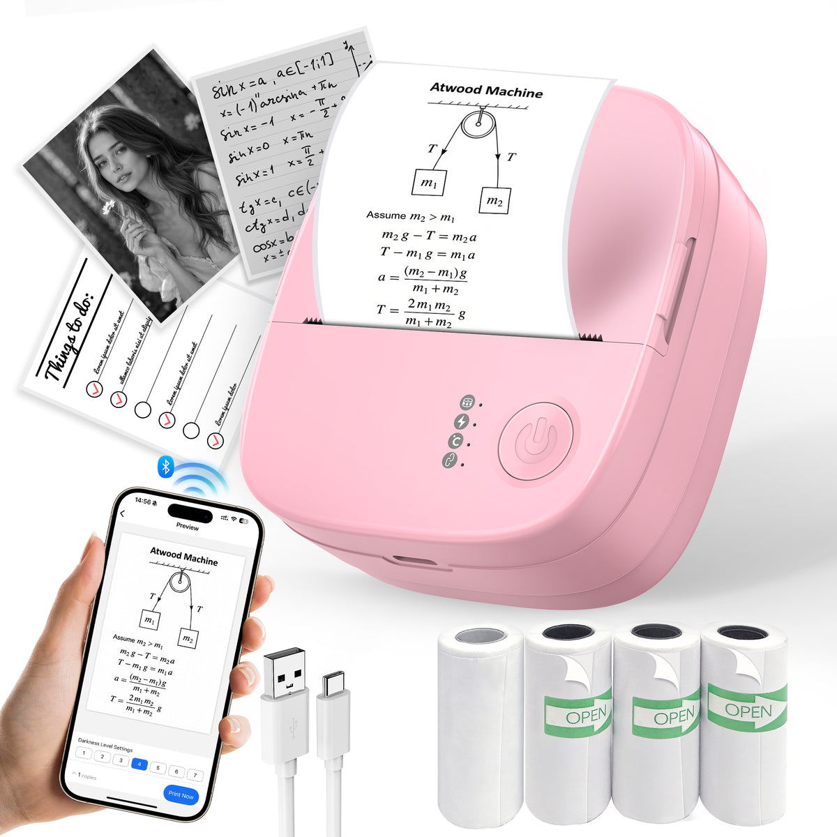XenGro AHM3 Mini Sticker Printer for Kids – Portable Bluetooth Thermal Printer