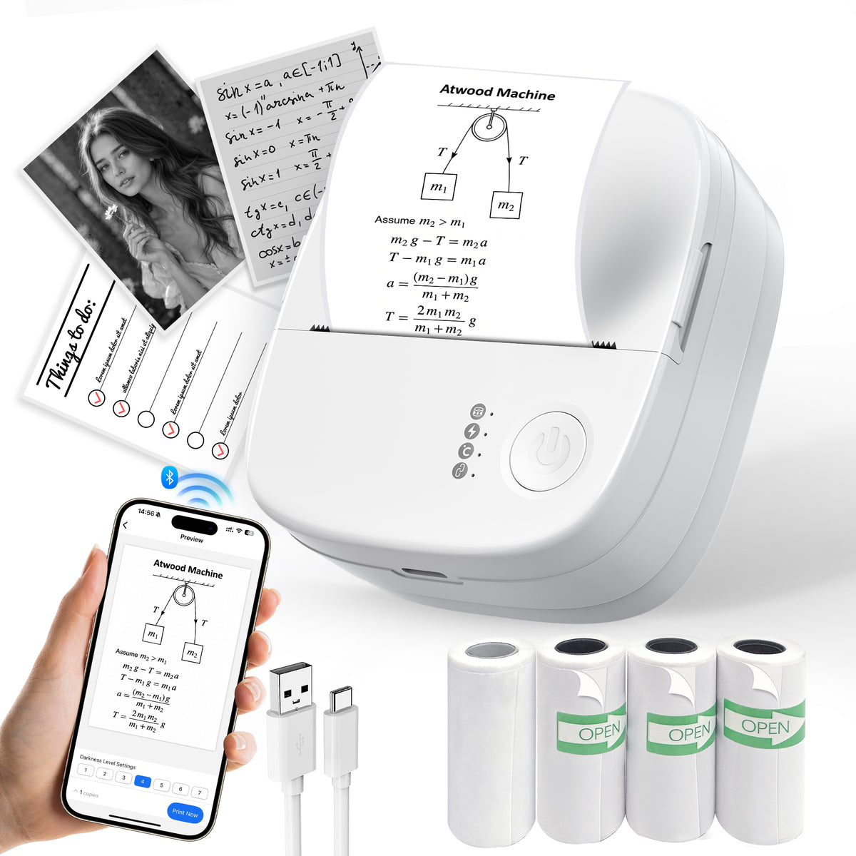 XenGro AHM3 Mini Sticker Printer for Kids – Portable Bluetooth Thermal Printer