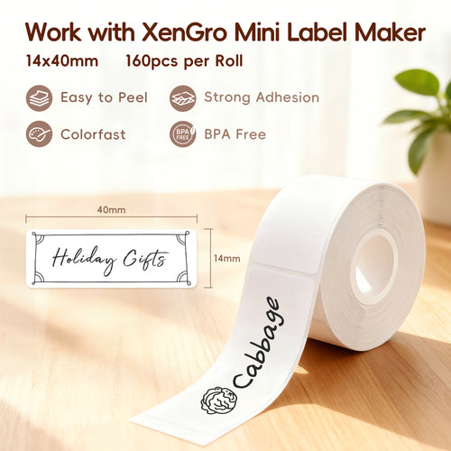 XenGro AH-P05 Thermal Label Tape Refills (3 Rolls) | 14 × 40 mm Self-Adhesive Labels