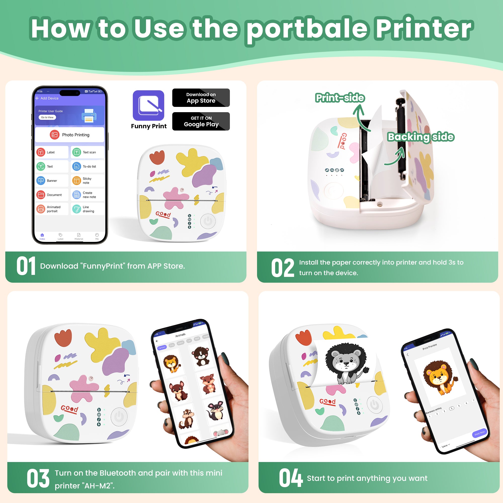 How to Use  AHM2 Mini Sticker Printer
