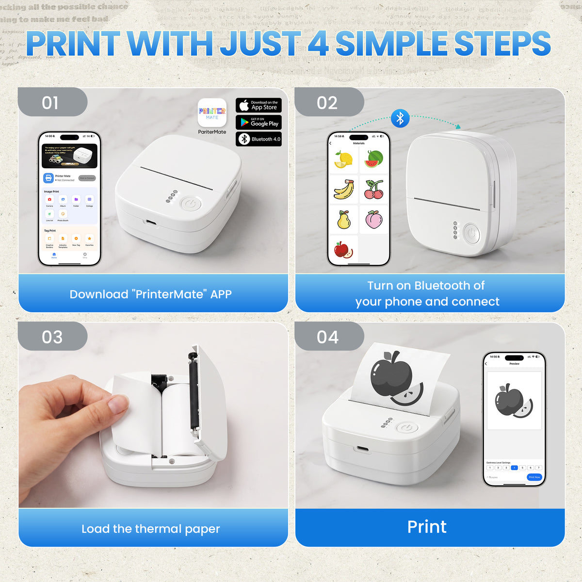 XenGro AHM3 Mini Sticker Printer for Kids – Portable Bluetooth Thermal Printer