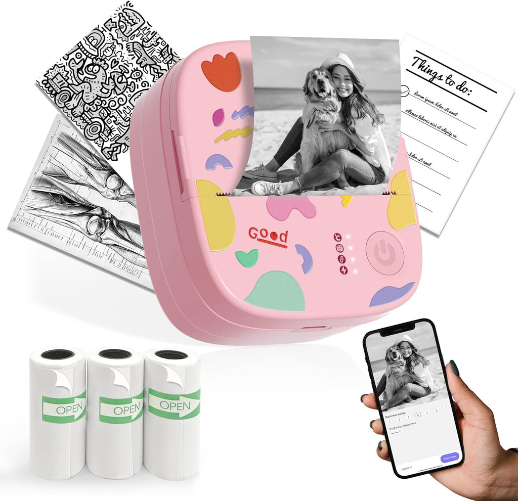 XenGro AHM2 Mini Sticker Printer for Kids – Portable Bluetooth Thermal Printer for Creative Crafts, Journals & Fun DIY Gifts