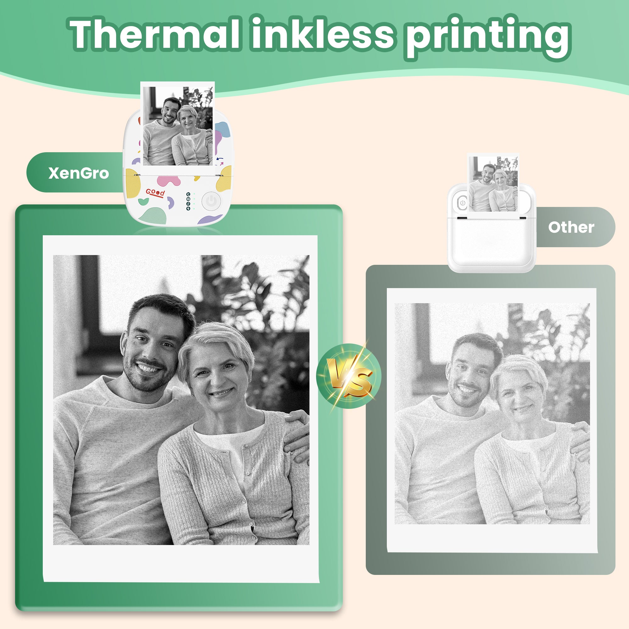 XenGro AHM2 Mini Sticker Printer for Kids – Portable Bluetooth Thermal Printer for Creative Crafts, Journals & Fun DIY Gifts