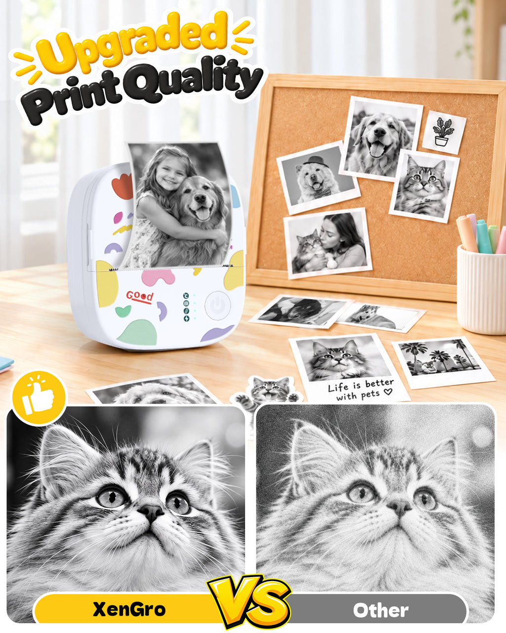 XenGro AHM2 Mini Sticker Printer for Kids – Portable Bluetooth Thermal Printer for Creative Crafts, Journals & Fun DIY Gifts