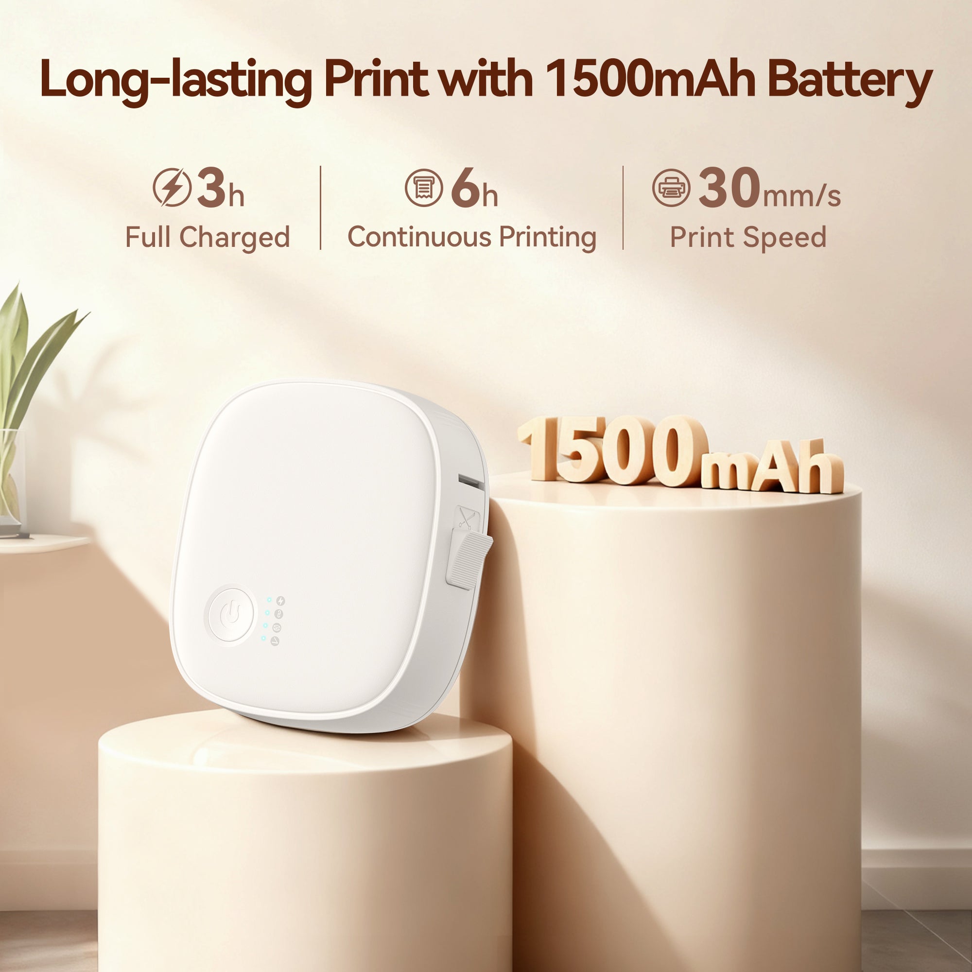 XenGro AH-P05 Mini Label Maker with rechargeable battery and long-lasting power for convenient everyday label printing.